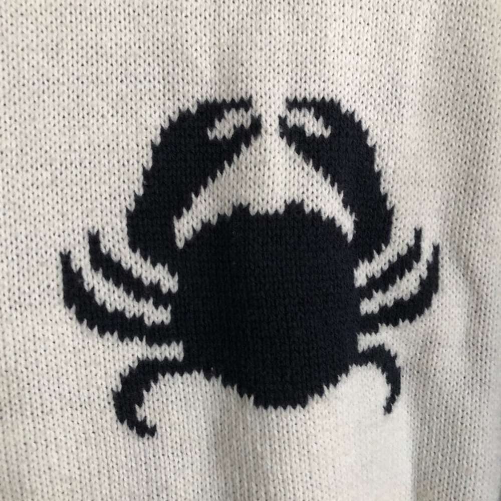 H&M White Sweater with Navy Crab Motif - Picture 5 of 7